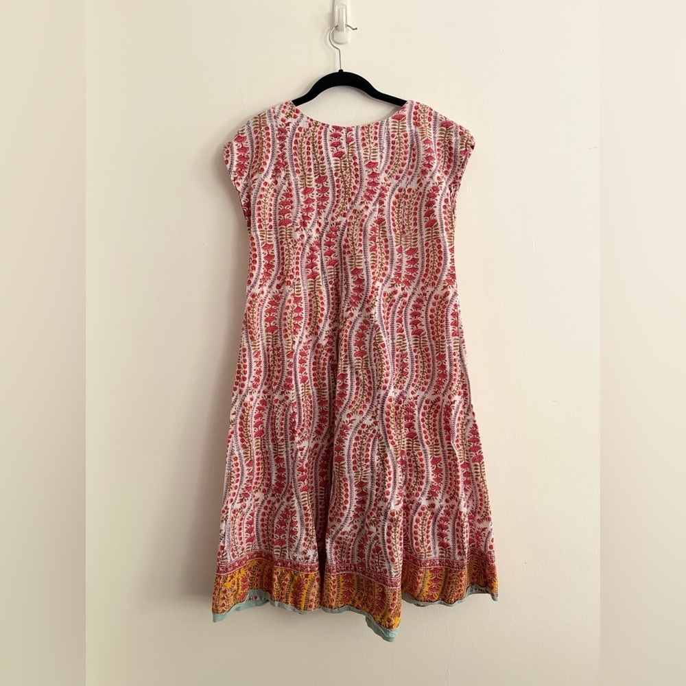 NWOT Anoukhi Hand-Blick Print 100% Cotton Boho Sleeveless Dress Size XS/S - Picture 3 of 7
